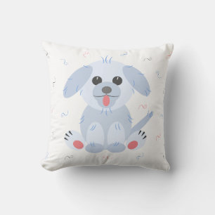 Niedlicher Hundehund Cartoon Rosa Pastell Grau Kissen