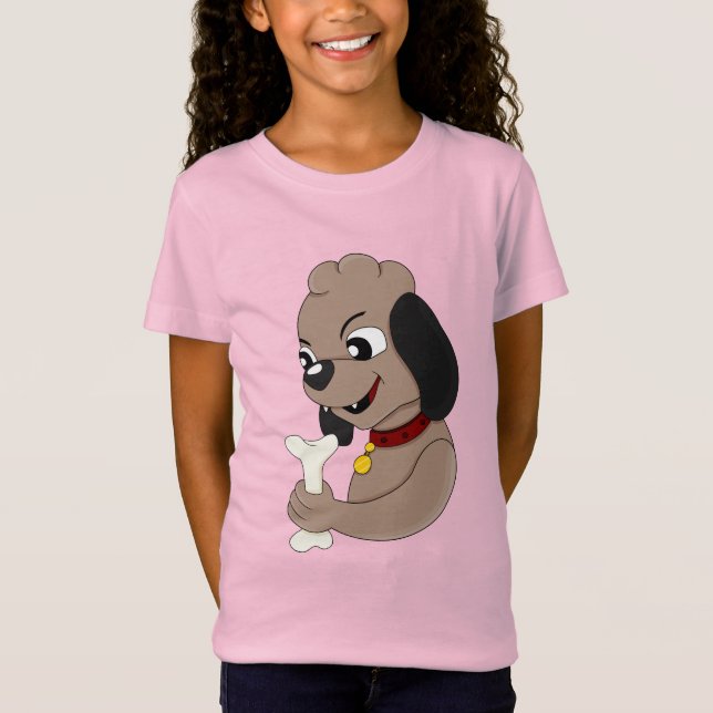 Niedlicher Hundehund Cartoon T - Shirt (Vorderseite)