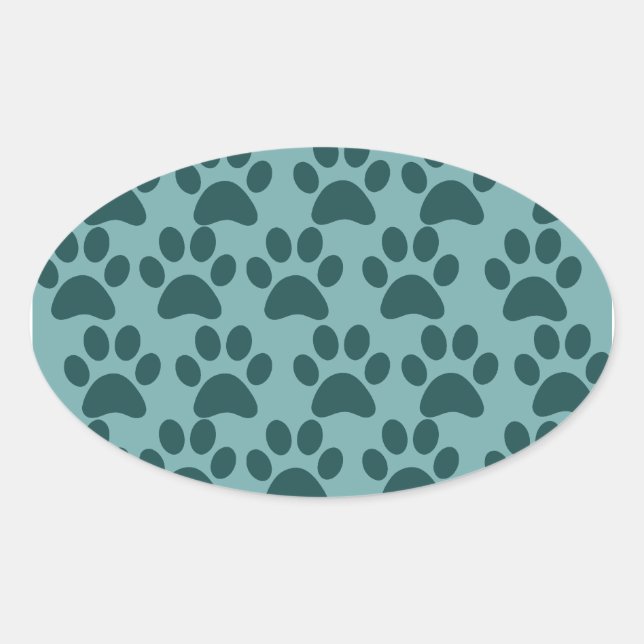 Niedlicher Hundepaw druckt Blue Grey Dog Liebhaber Ovaler Aufkleber (Vorderseite)