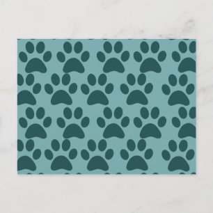 Niedlicher Hundepaw druckt Blue Grey Dog Liebhaber Postkarte
