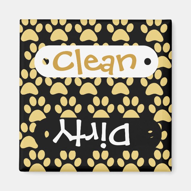 Niedlicher Hundepaw druckt Tan Black Magnet (Vorne)