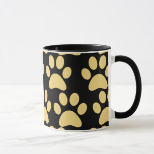 Niedlicher Hundepaw druckt Tan Black Tasse