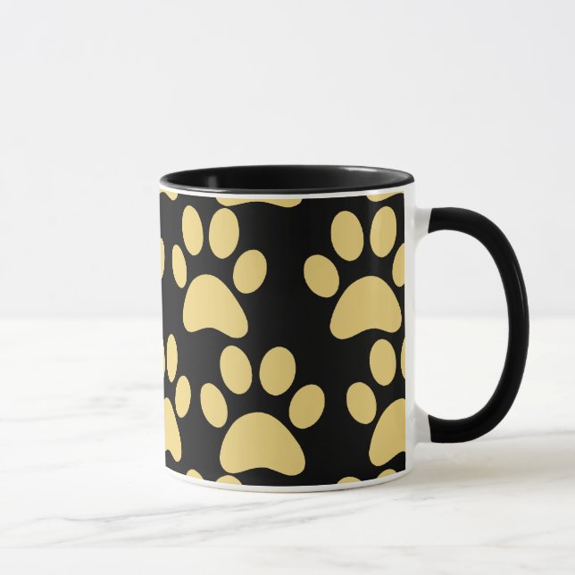 Niedlicher Hundepaw druckt Tan Black Tasse (Rechts)