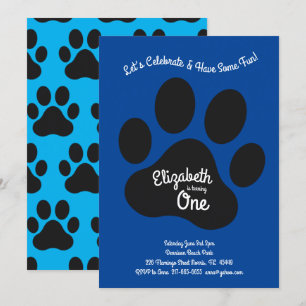 Niedlicher Hundepaw Print Kids 1. Geburtstag Party Einladung