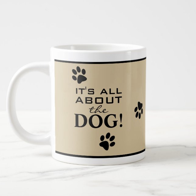Niedlicher Hundepaw-Typografie-Hund Lover Jumbo-Tasse (Links)