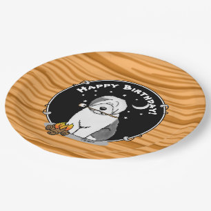 Niedlicher Hundeschlittencamper Alte Englische Sch Pappteller