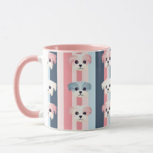 Niedlicher Hundestreifen Rosa und Blau Tasse