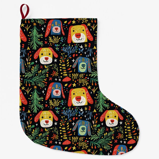 Niedlicher Hundeweihen Großer Weihnachtsstrumpf (Vorderseite)