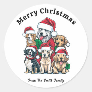 Niedlicher Hundeweihnacht Zeichnend Runder Aufkleber