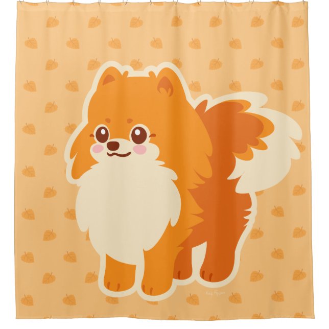 Niedlicher HundKawaii Spitz Duschvorhang (Vorderseite)