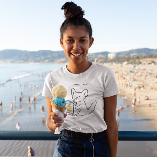 Niedlicher Hundsommer Lovin Hallo Sonnenschein T-Shirt (Von Creator hochgeladen)