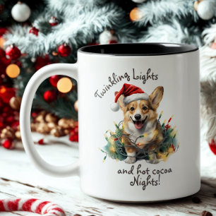 Niedlicher Hundsteg Modernes Drehbuch Weihnachten Zweifarbige Tasse