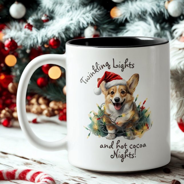 Niedlicher Hundsteg Modernes Drehbuch Weihnachten Zweifarbige Tasse (Von Creator hochgeladen)