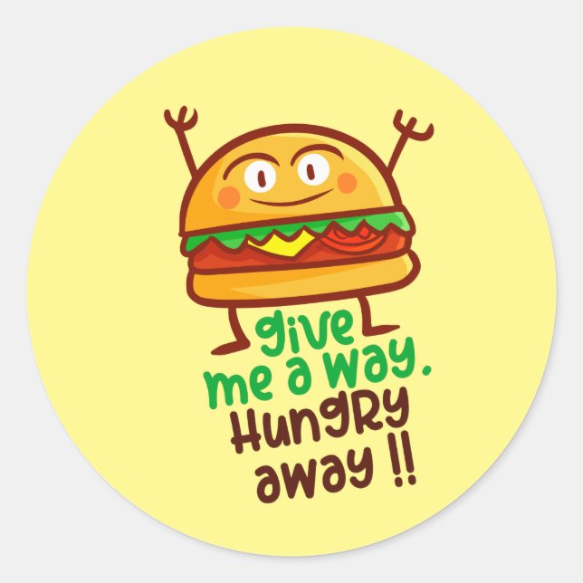 Niedlicher Hunger weg Burger Round Sticker (Vorderseite)