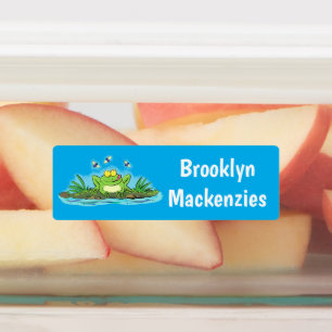 Niedlicher, hungriger Frosch Cartoon personalisier Etiketten