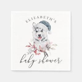 Niedlicher Huskehund. Winter-Baby-Dusche Serviette