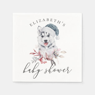 Niedlicher Huskehund. Winter-Baby-Dusche Serviette