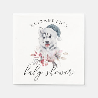 Niedlicher Huskehund. Winter-Baby-Dusche Serviette