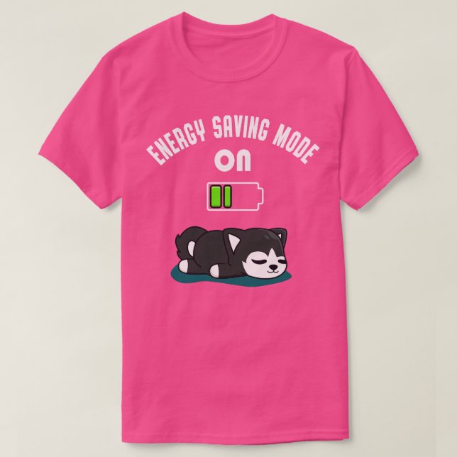 Niedlicher Husky-Akku energiearme Hunde-Spaß T-Shirt (Design vorne)