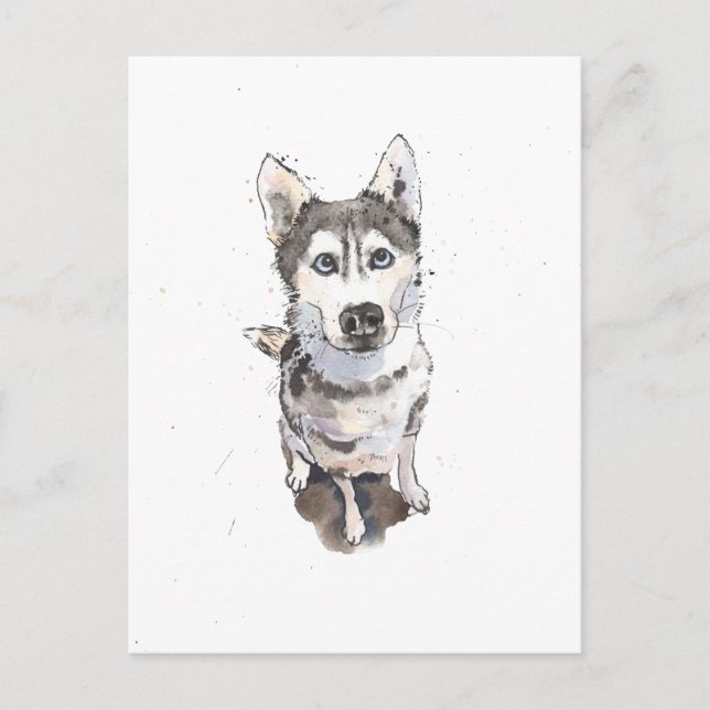 niedlicher Husky-Hund Postcard Postkarte (Vorderseite)