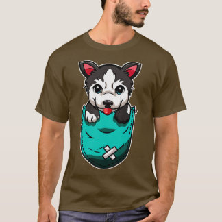 Niedlicher Husky in Bag Dog Lover T-Shirt