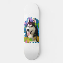 Niedlicher Husky. Skateboard