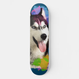 Niedlicher Husky. Skateboard