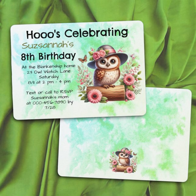 Niedlicher Hut, der auf einem Protokoll sitzt Einladung (front and back ol template birthday invitation)