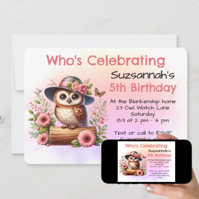 Niedlicher Hut, der auf einem Protokoll sitzt Einladung (print and instant download birthday template invitation)