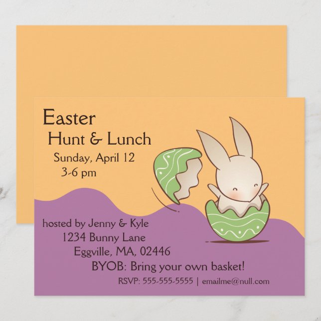 Niedlicher Hutschuss, Grünes Ostereier Einladung (Vorne/Hinten)