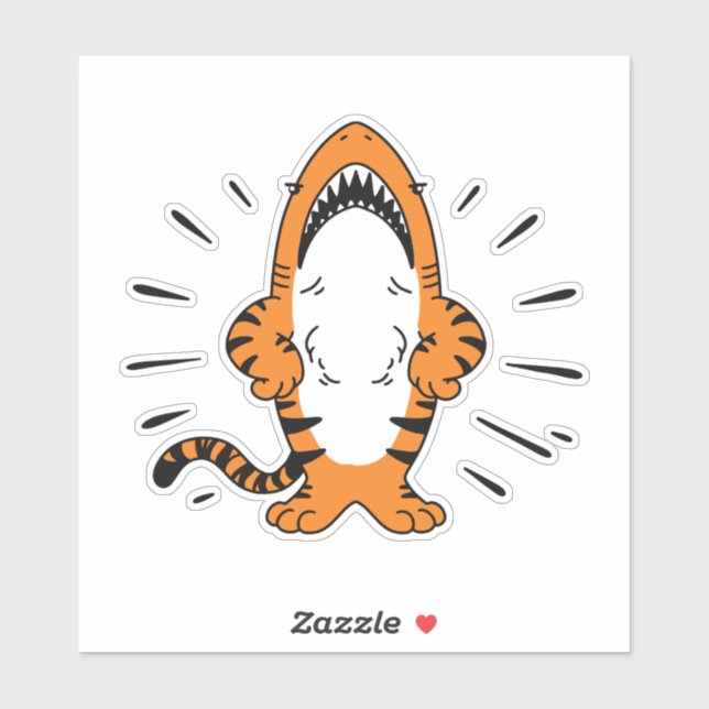 NIEDLICHER HYBRID SHARK TIGER CARTOON AUFKLEBER (Blatt)