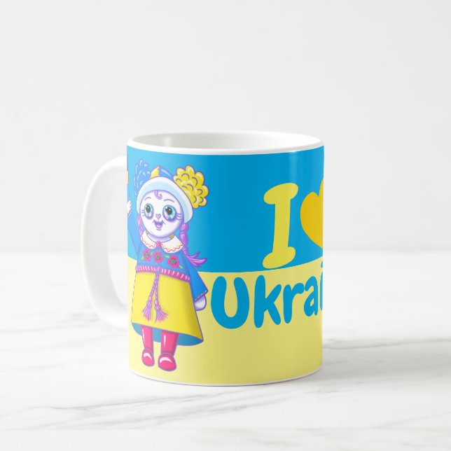 Niedlicher "I Heart Ukraine"-Fundraiser für die uk Kaffeetasse (Vorderseite Links)