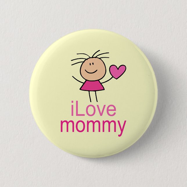 Niedlicher i-Liebe-Mama-T - Shirt Button (Vorderseite)
