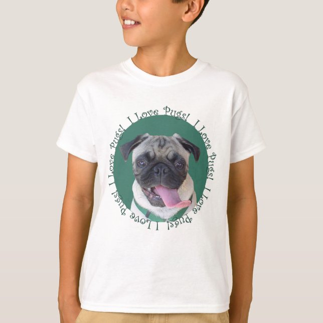 Niedlicher i-Liebe-Mops-Hundeentwurf T-Shirt (Vorderseite)