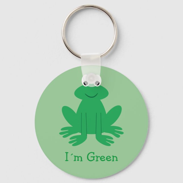 Niedlicher "I´m Green" Cartoon Frosch Schlüsselanhänger (Vorderseite)