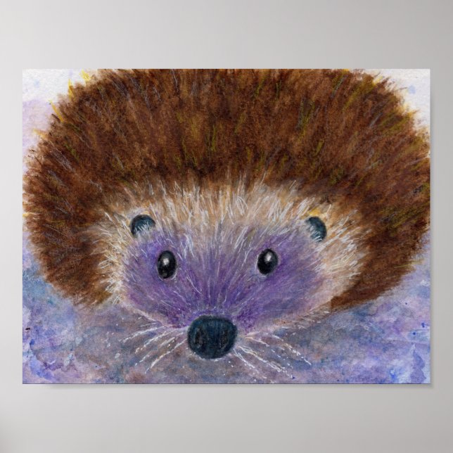 Niedlicher Igel Aquarellkunstposter Geburtstag etc Poster (Vorne)