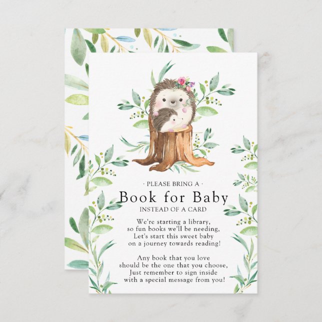 Niedlicher Igel Baby Shower Book for Baby Card Begleitkarte (Vorne/Hinten)