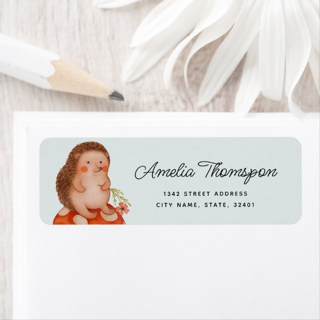 Niedlicher Igel Blue Baby Dusche Rücksendeadresse (Insitu)