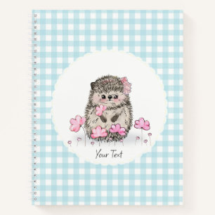 Niedlicher Igel Blume Blaues Muster Notizbuch