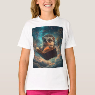 Niedlicher Igel Bookworm in einer Galaxie der Gesc T-Shirt