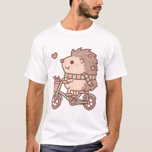 Niedlicher Igel Fahrradfahren T-Shirt