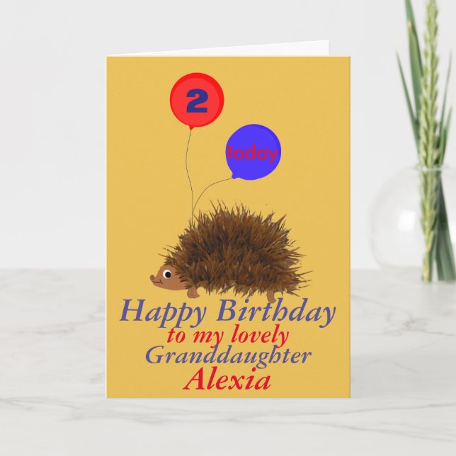 Niedlicher Igel Grandtochter Geburtstag hinzufügen Karte (Vorderseite)