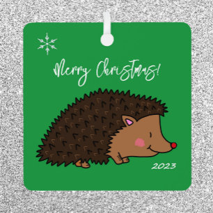 Niedlicher Igel Grün und Weiß Ornament Aus Metall