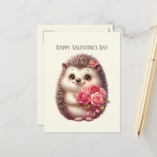 Niedlicher Igel Happy Valentine's Day Kinder Feiertagspostkarte