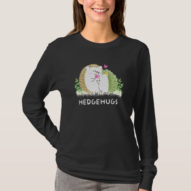 Niedlicher Igel Hedgehugugs Igel Mutter und Baby H T-Shirt (Vorderseite)