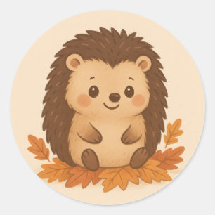 Niedlicher Igel Herbst Runder Aufkleber