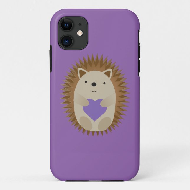 Niedlicher Igel Holidning a Lila Heart Case-Mate iPhone Hülle (Rückseite)