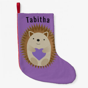 Niedlicher Igel Holidning a Lila Heart Kleiner Weihnachtsstrumpf