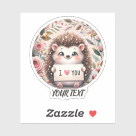 Niedlicher Igel I Liebe Sie, klassischer Rundaufkl Aufkleber