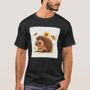 Niedlicher Igel Illustration Sonnenblumen T-Shirt